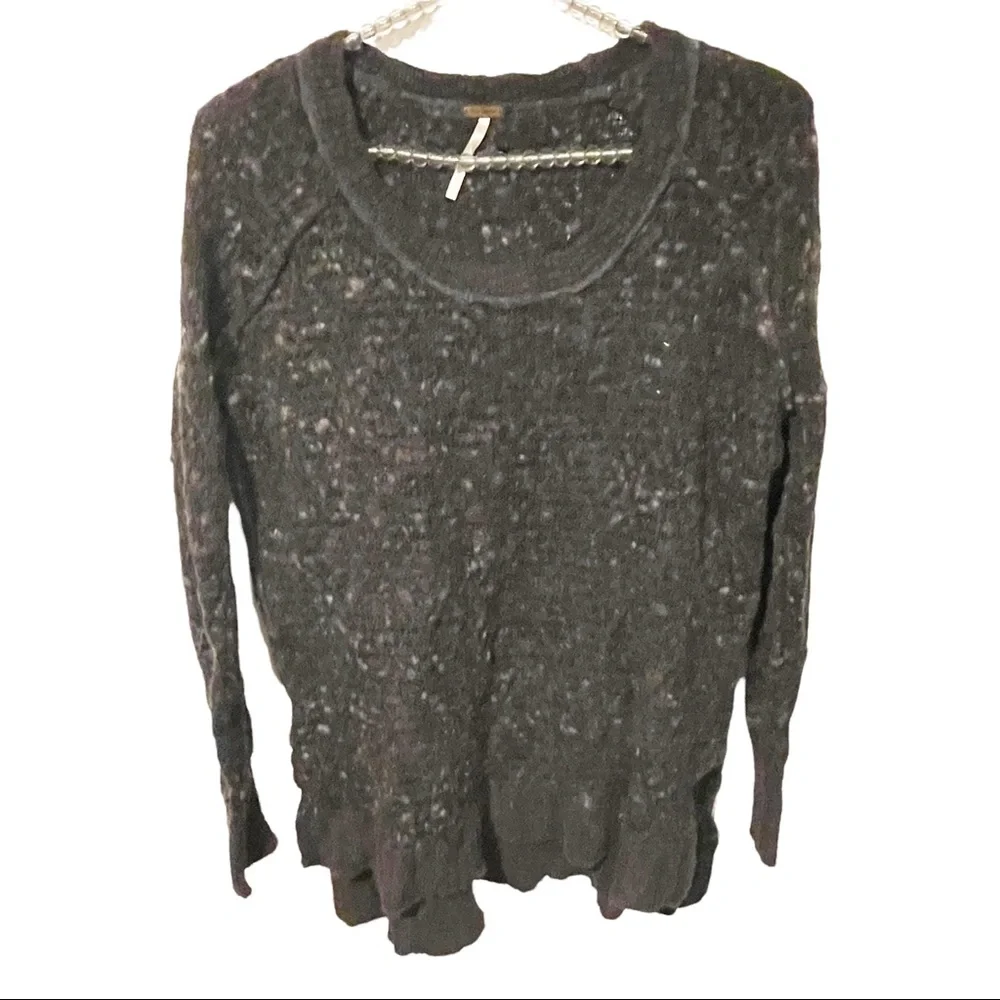 Free People Size XS Grey Popcorn Knit Wool‎ Blend Crewneck Sweater
